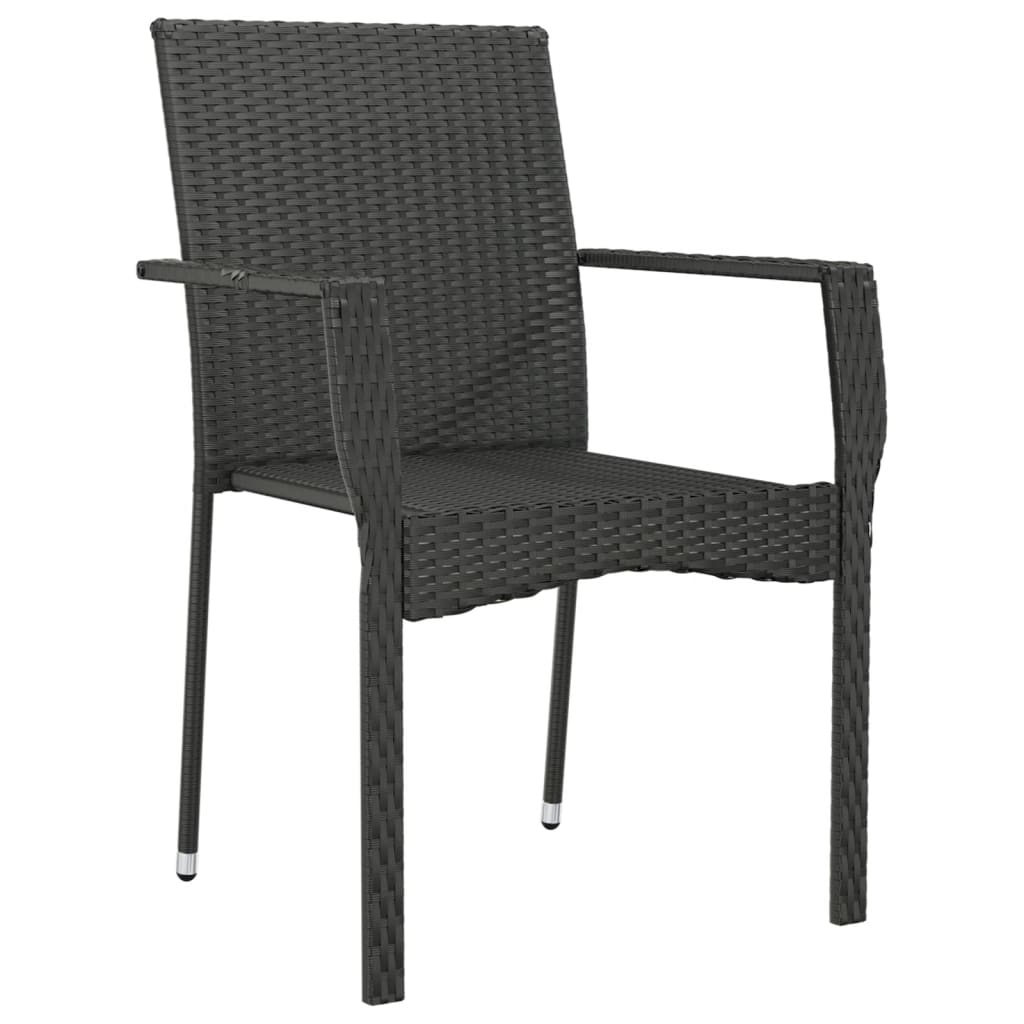 vidaXL Gartenstühle mit Kissen 2 Stk. Poly Rattan Schwarz