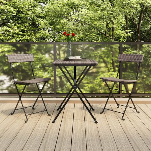 vidaXL Bistrostühle 4 Stk. Klappbar Schwarz Poly Rattan und Stahl