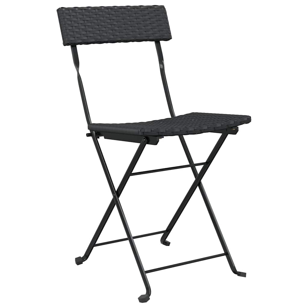 vidaXL 3-tlg. Bistro-Set Klappbar Schwarz Poly Rattan