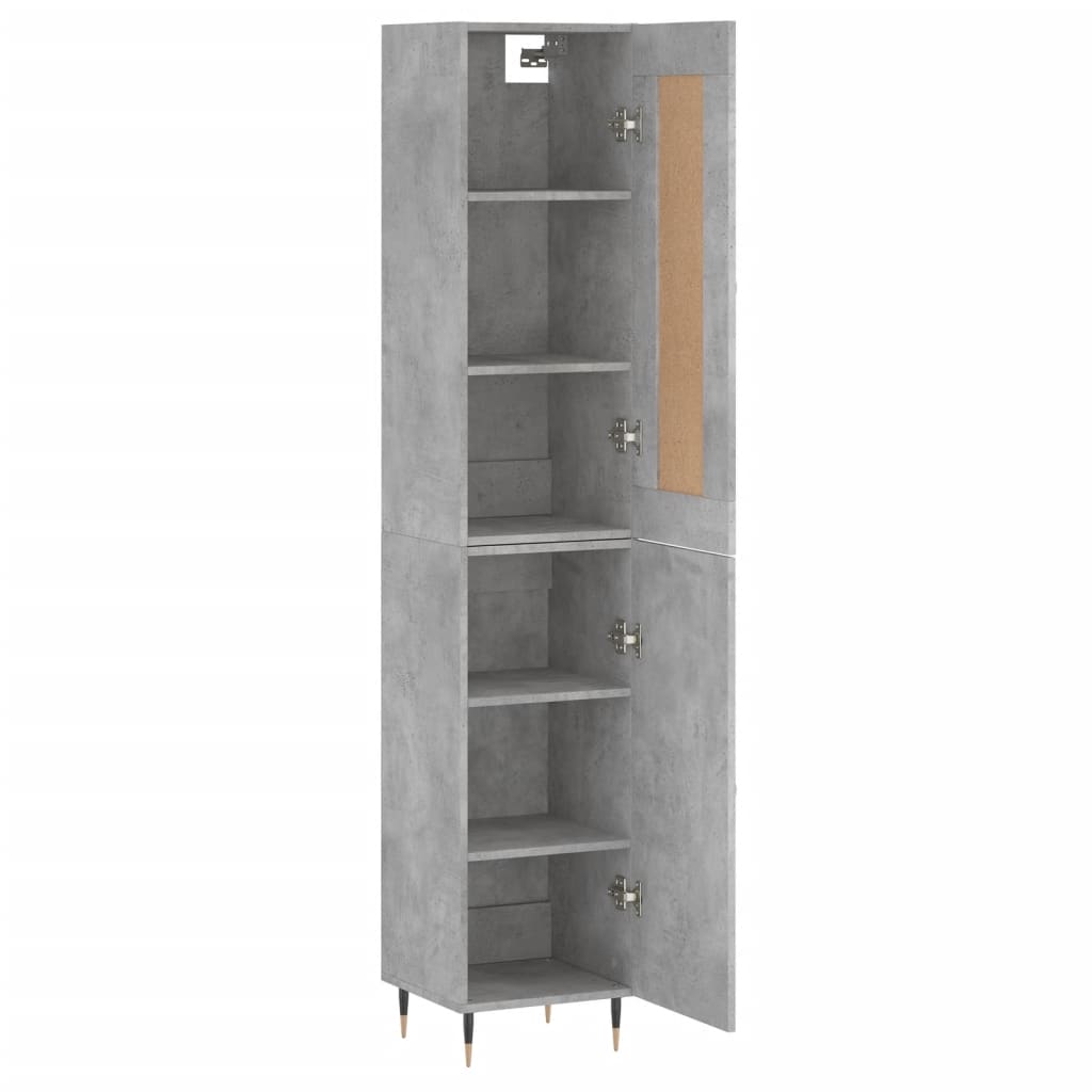 vidaXL Highboard Betongrau 34,5x34x180 cm Holzwerkstoff