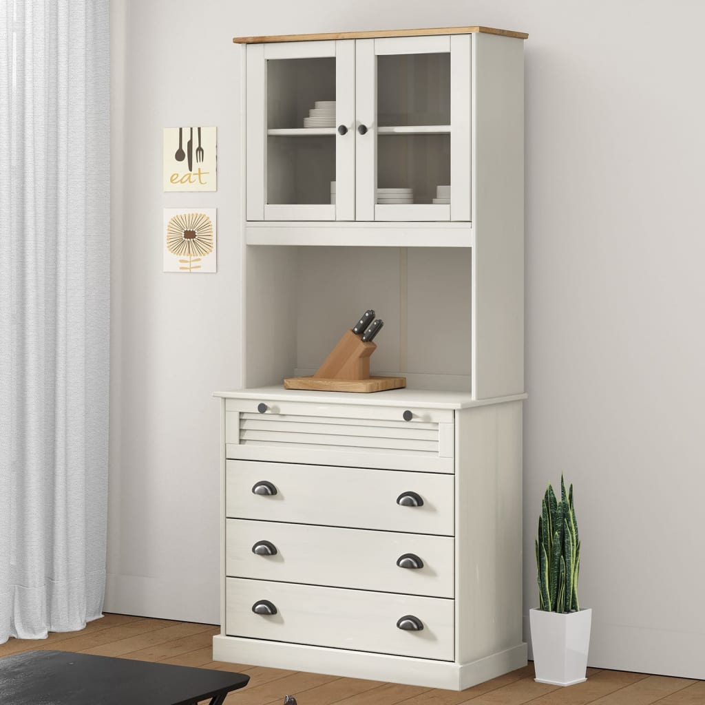 vidaXL Highboard VIGO Weiß 78x40x175 cm Massivholz Kiefer