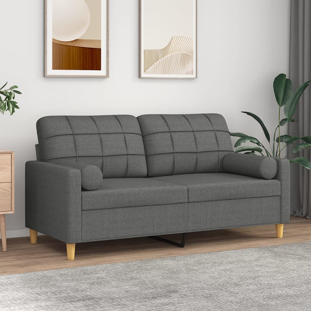 vidaXL 2-Sitzer-Sofa mit Zierkissen Hellgrau 120 cm Stoff