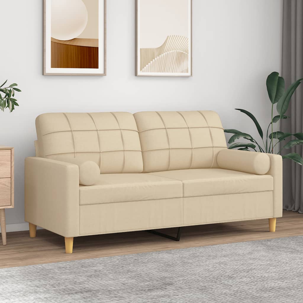 vidaXL 2-Sitzer-Sofa mit Zierkissen Hellgrau 120 cm Stoff