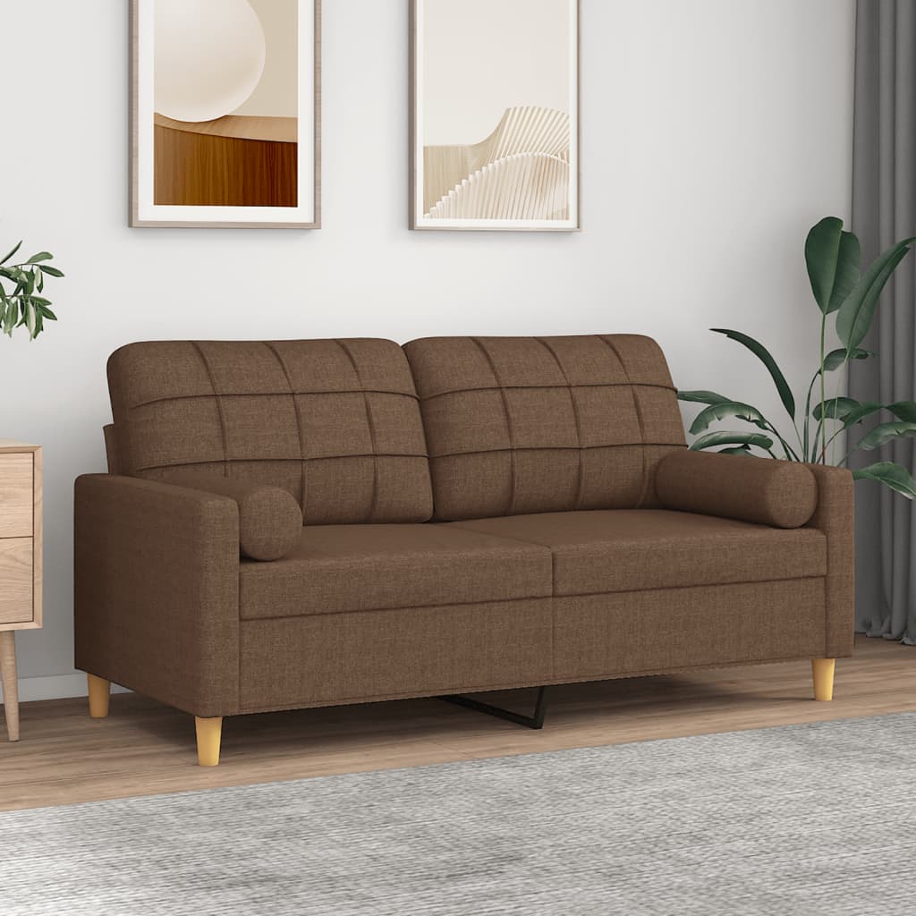 vidaXL 2-Sitzer-Sofa mit Zierkissen Hellgrau 120 cm Stoff