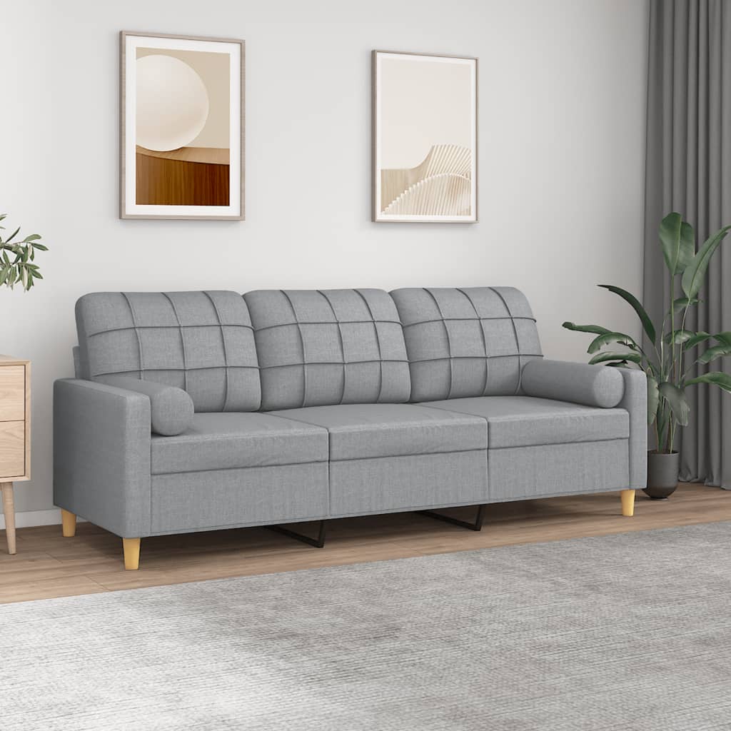 vidaXL 2-Sitzer-Sofa mit Zierkissen Hellgrau 120 cm Stoff