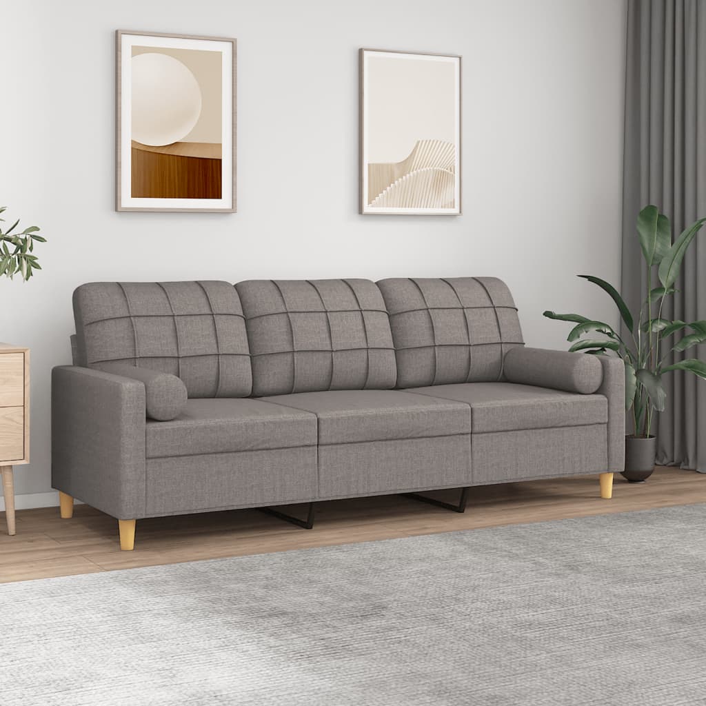 vidaXL 2-Sitzer-Sofa mit Zierkissen Hellgrau 120 cm Stoff