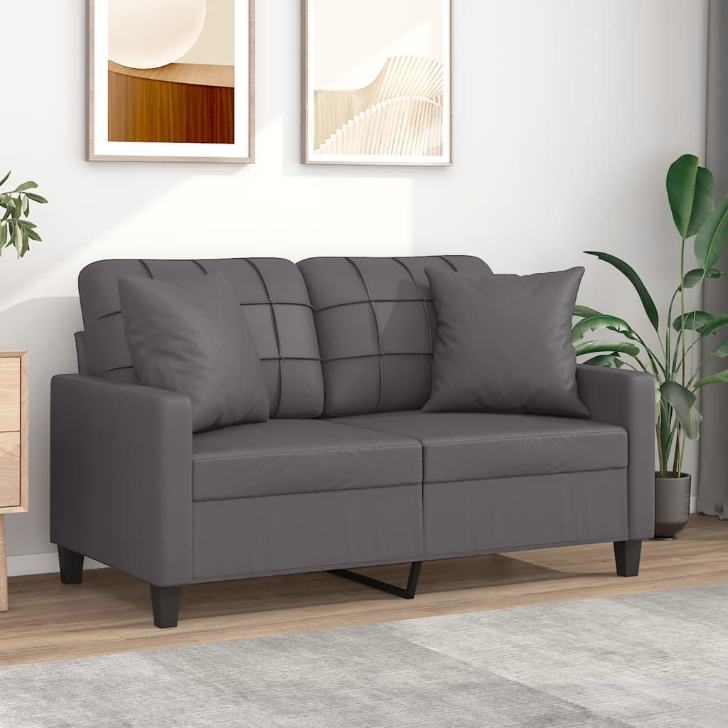 vidaXL 2-Sitzer-Sofa mit Zierkissen Schwarz 120 cm Kunstleder
