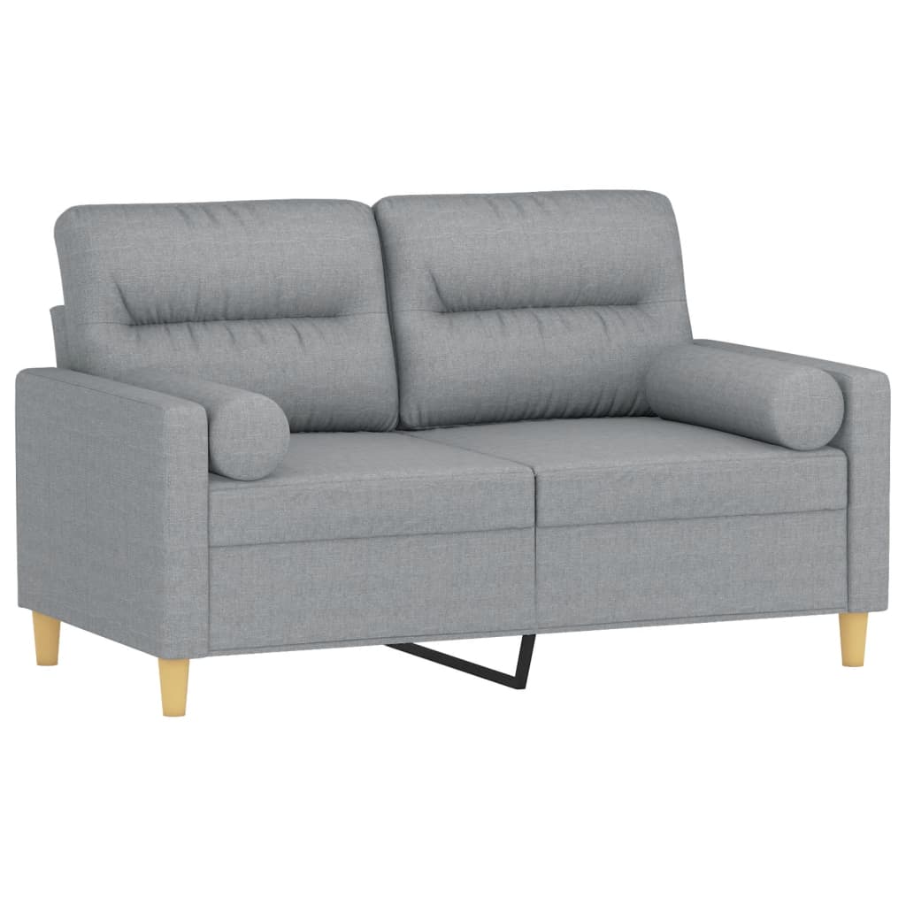 vidaXL 2-Sitzer-Sofa mit Zierkissen Hellgrau 120 cm Stoff