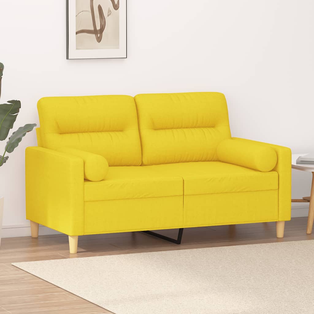 vidaXL 2-Sitzer-Sofa mit Zierkissen Hellgrau 120 cm Stoff