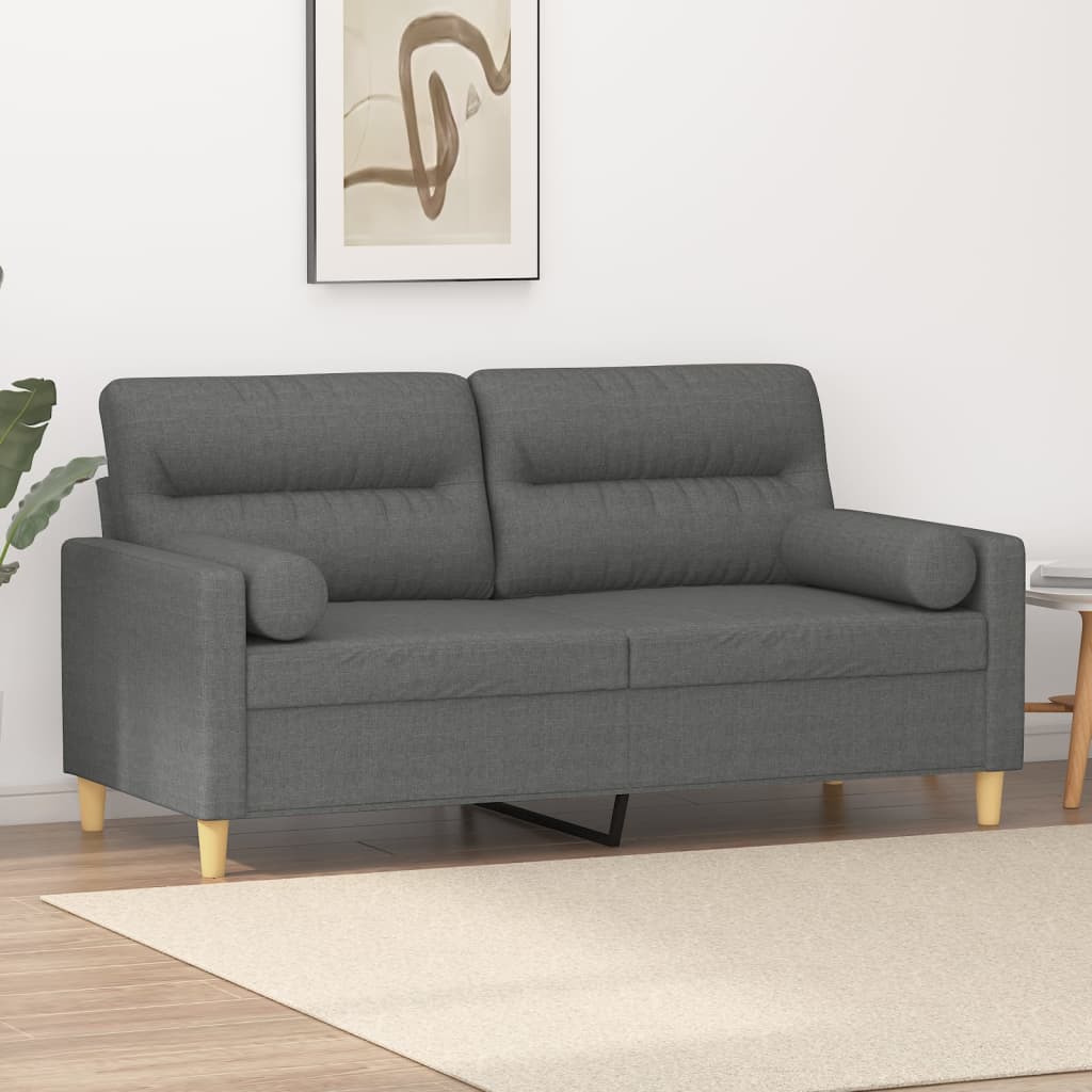 vidaXL 2-Sitzer-Sofa mit Zierkissen Hellgrau 120 cm Stoff