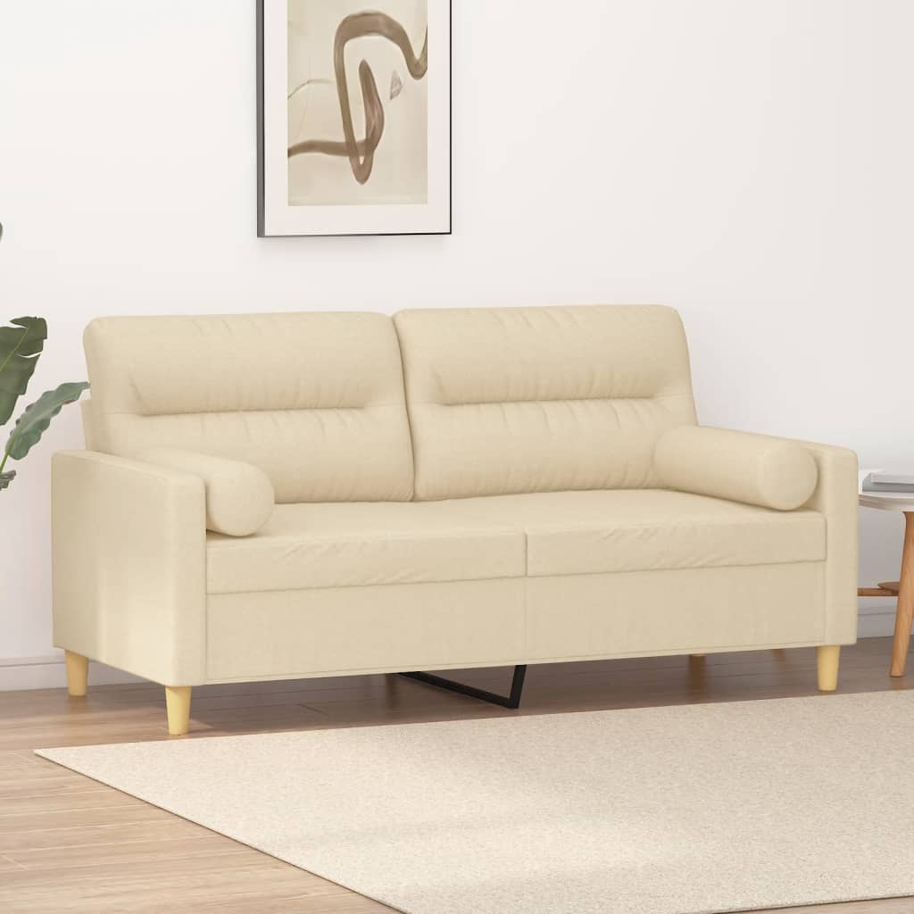 vidaXL 2-Sitzer-Sofa mit Zierkissen Hellgrau 120 cm Stoff