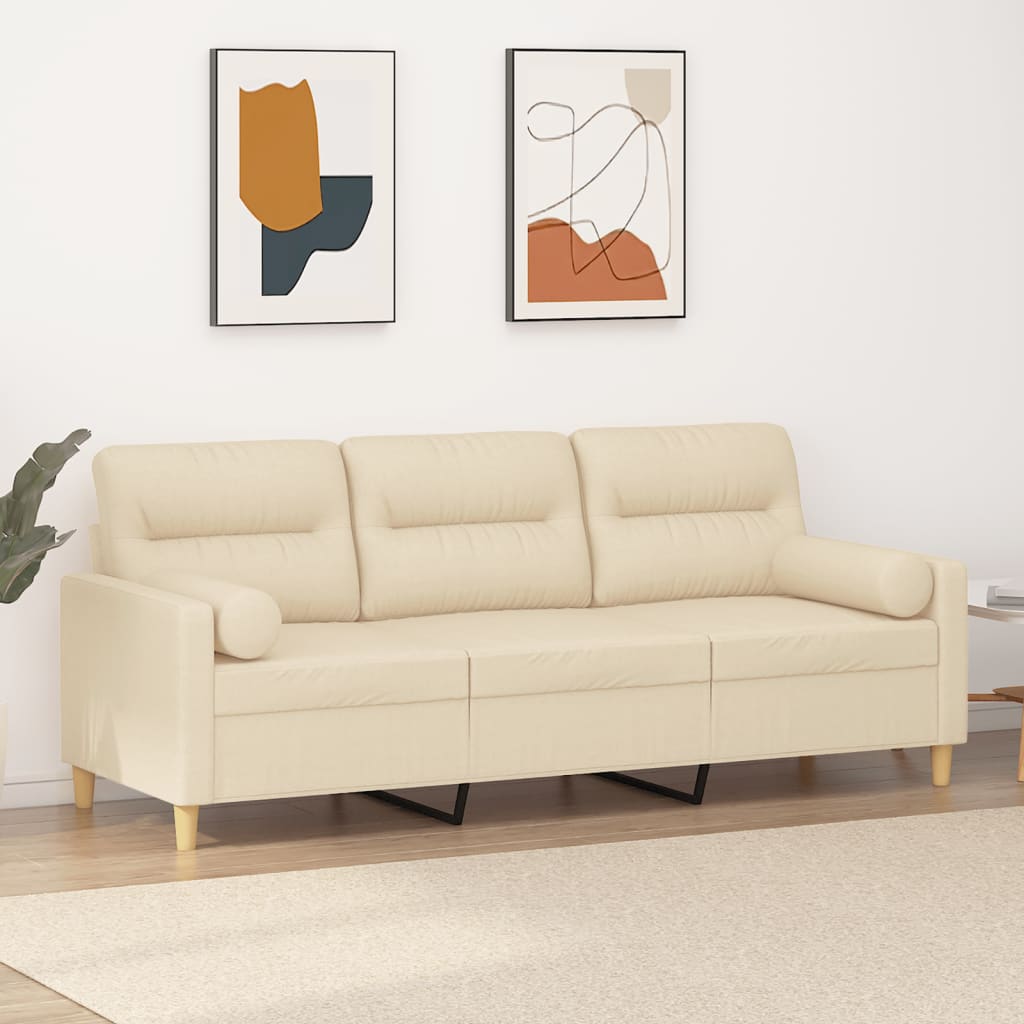 vidaXL 2-Sitzer-Sofa mit Zierkissen Hellgrau 120 cm Stoff