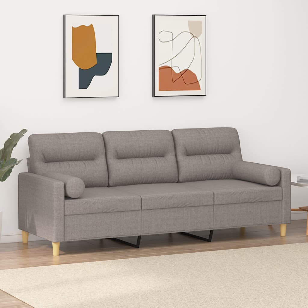vidaXL 2-Sitzer-Sofa mit Zierkissen Hellgrau 120 cm Stoff