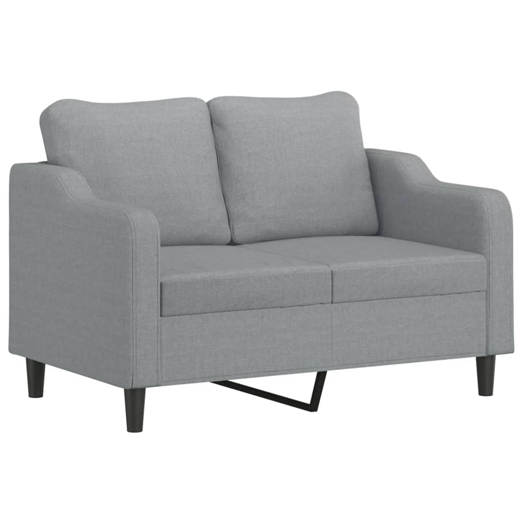 vidaXL 2-Sitzer-Sofa mit Zierkissen Hellgrau 120 cm Stoff