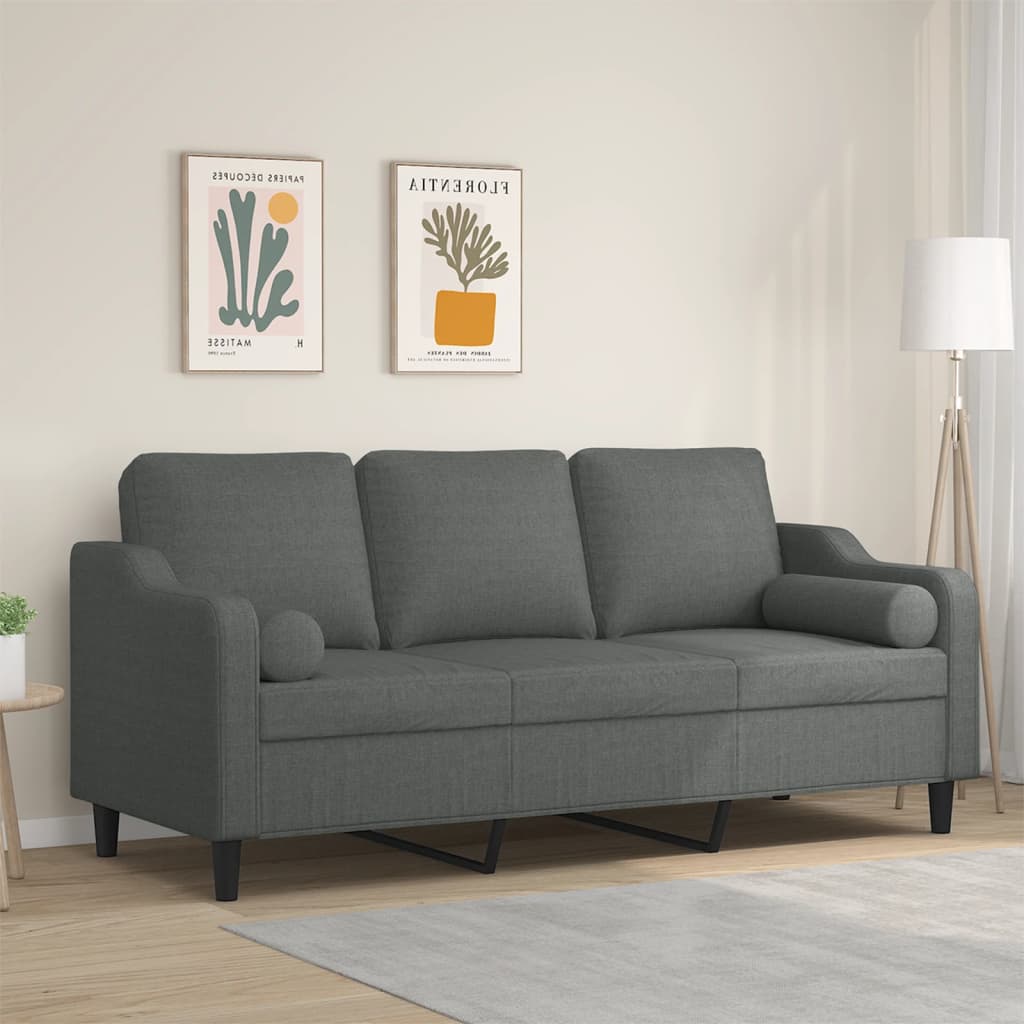 vidaXL 2-Sitzer-Sofa mit Zierkissen Hellgrau 120 cm Stoff