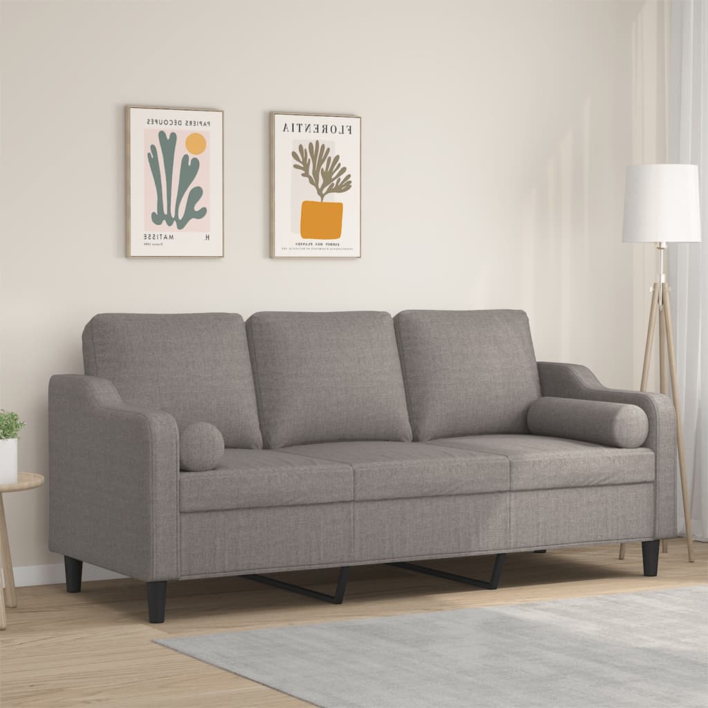 vidaXL 2-Sitzer-Sofa mit Zierkissen Hellgrau 120 cm Stoff