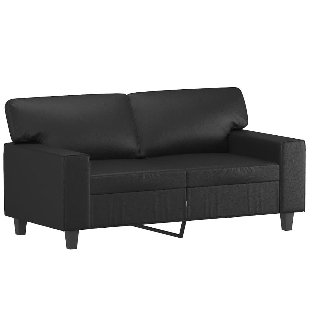 vidaXL 2-Sitzer-Sofa mit Zierkissen Schwarz 120 cm Kunstleder