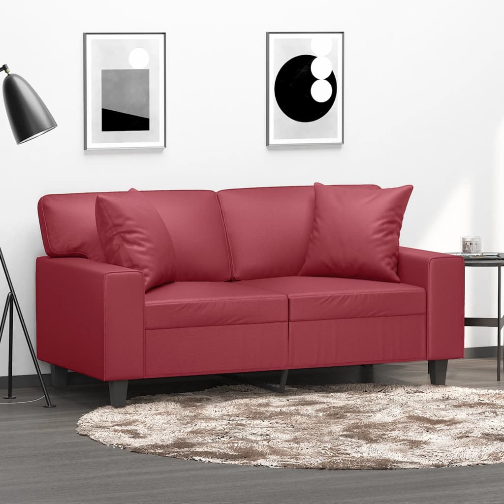 vidaXL 2-Sitzer-Sofa mit Zierkissen Schwarz 120 cm Kunstleder
