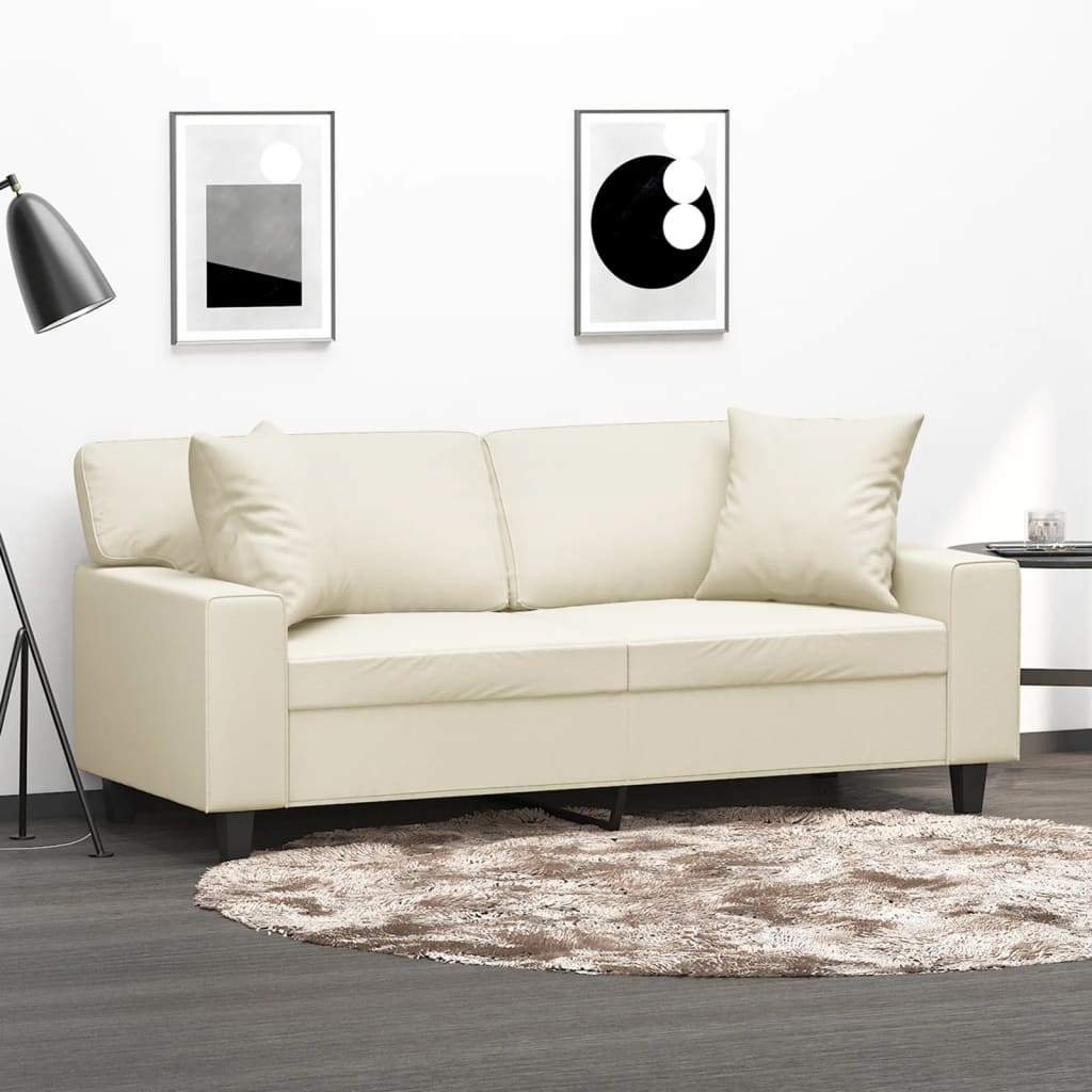 vidaXL 2-Sitzer-Sofa mit Zierkissen Schwarz 120 cm Kunstleder
