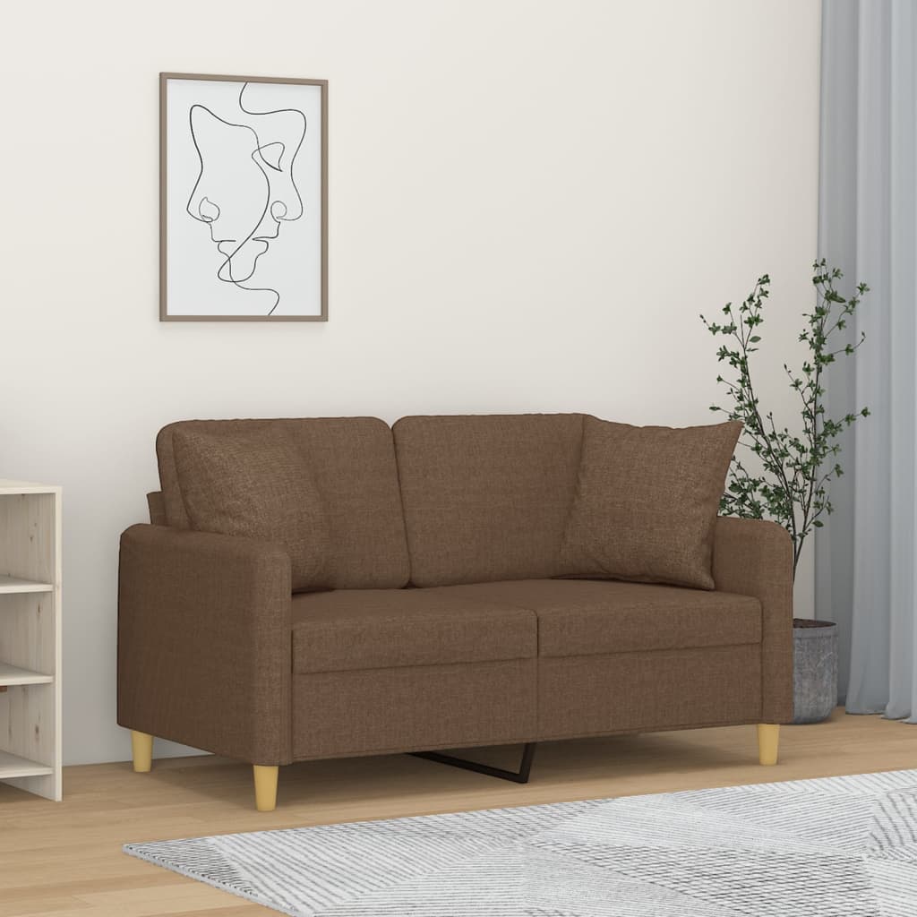vidaXL 2-Sitzer-Sofa mit Zierkissen Hellgrau 120 cm Stoff
