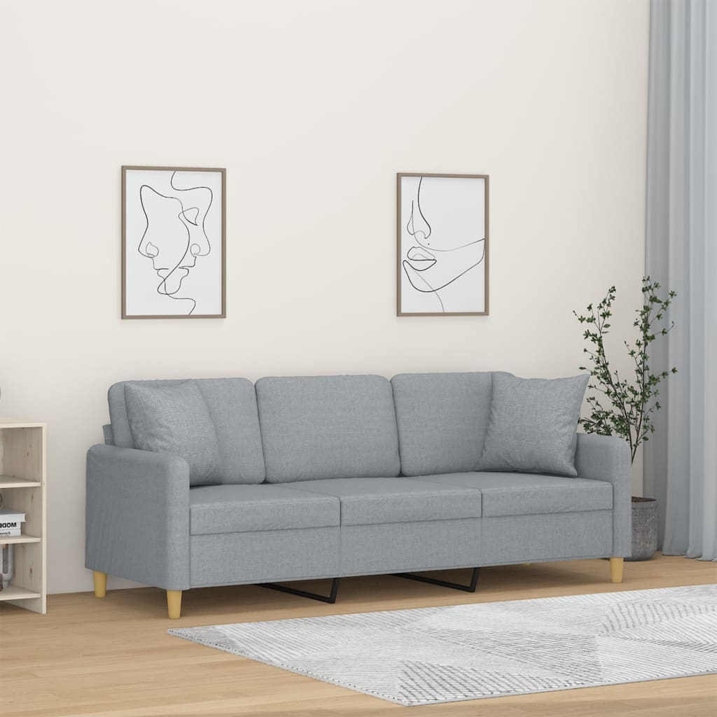 vidaXL 2-Sitzer-Sofa mit Zierkissen Hellgrau 120 cm Stoff