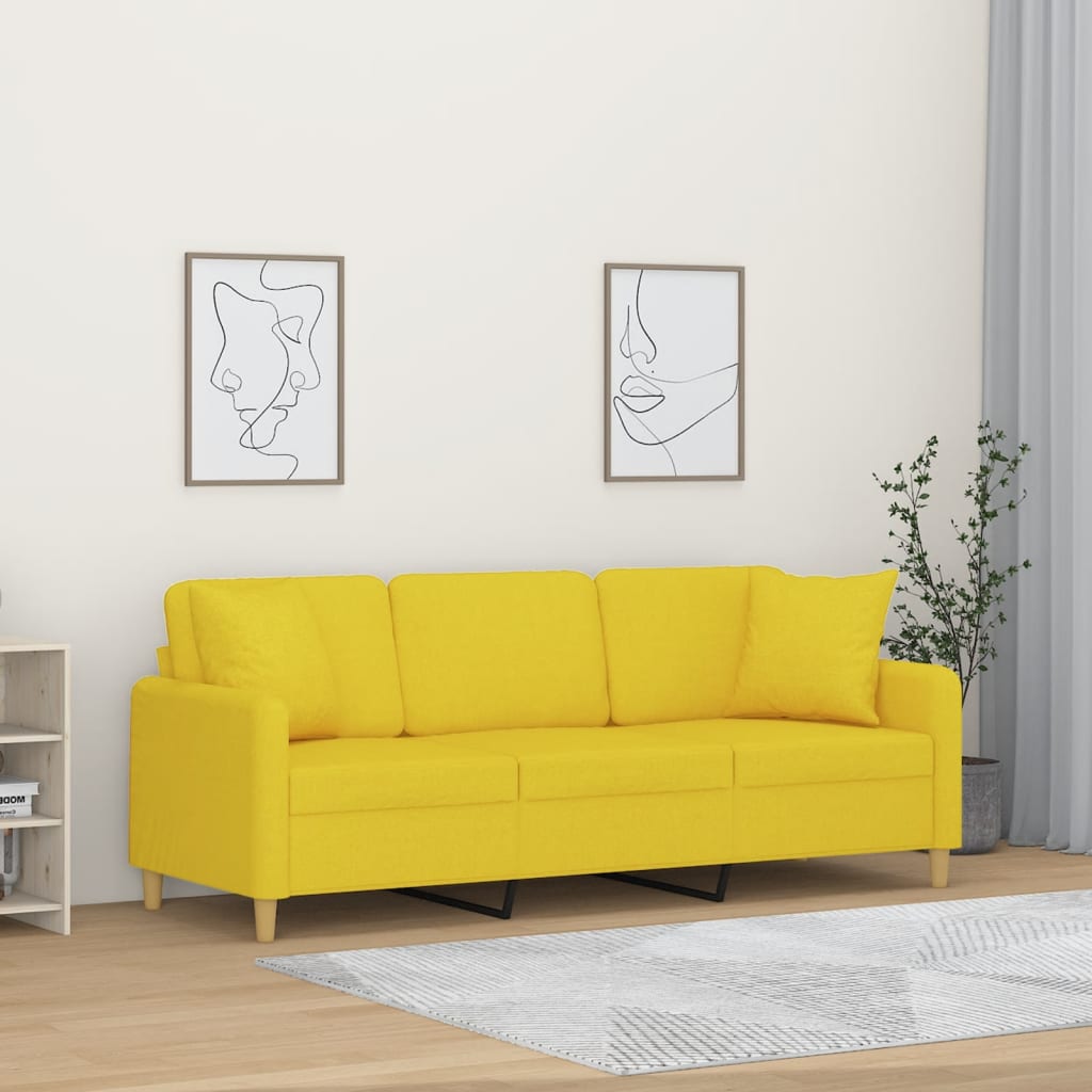 vidaXL 2-Sitzer-Sofa mit Zierkissen Hellgrau 120 cm Stoff