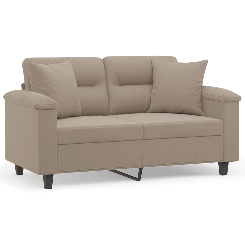 vidaXL 2-Sitzer-Sofa mit Kissen Taupe 120 cm Mikrofasergewebe