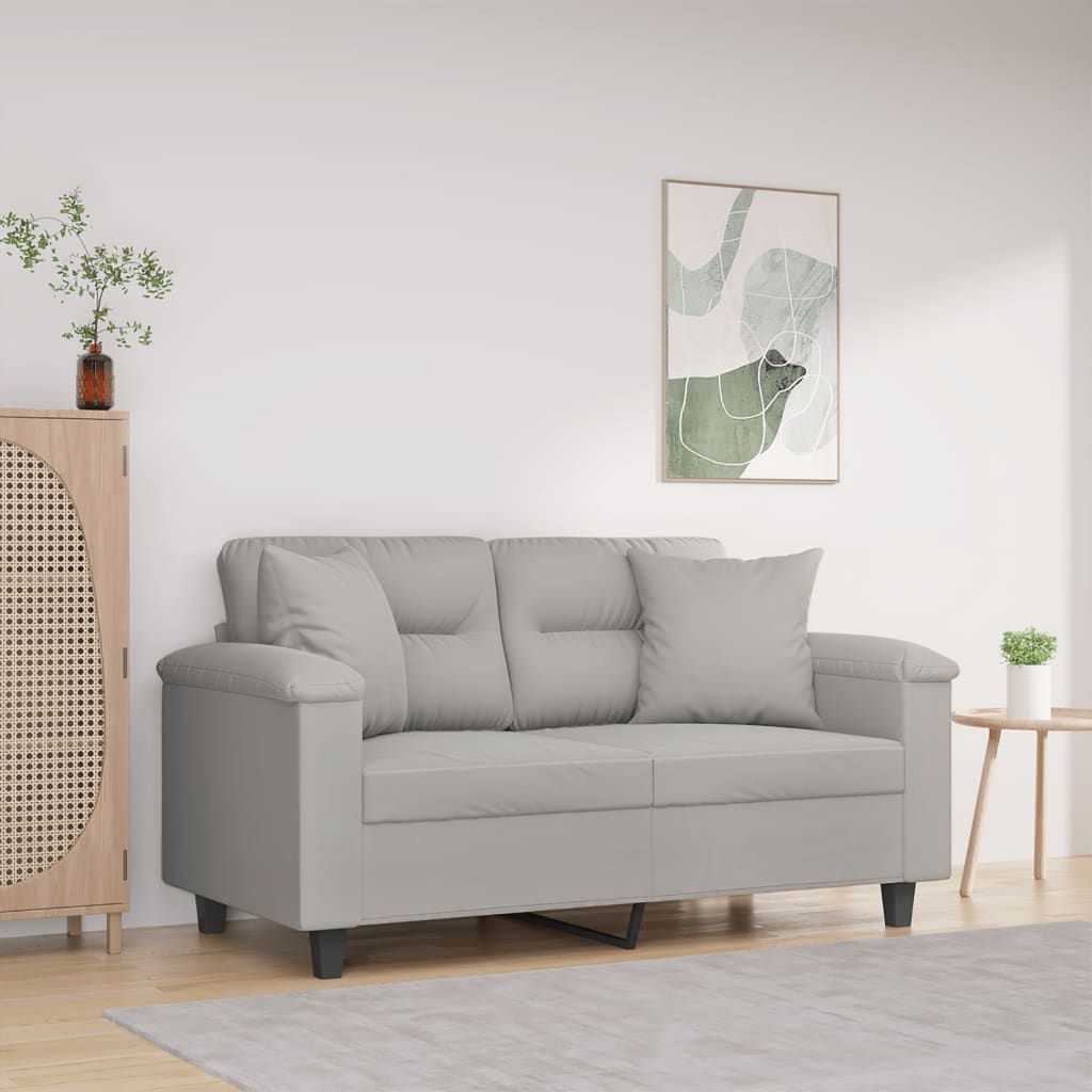 vidaXL 2-Sitzer-Sofa mit Kissen Taupe 120 cm Mikrofasergewebe