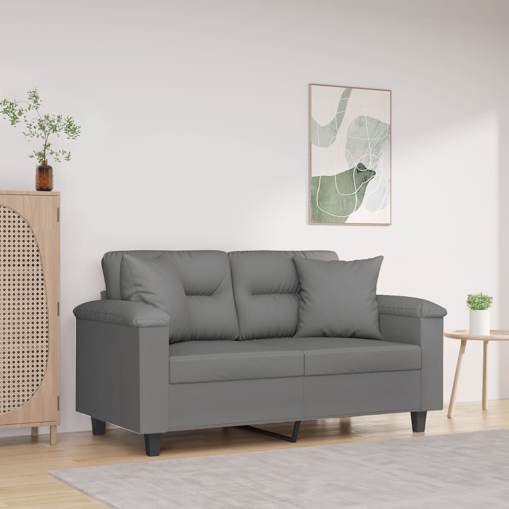 vidaXL 2-Sitzer-Sofa mit Kissen Taupe 120 cm Mikrofasergewebe