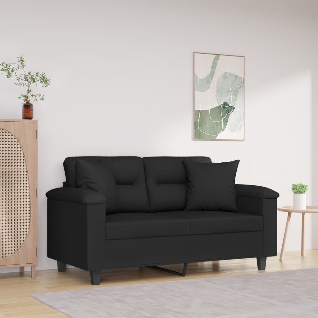 vidaXL 2-Sitzer-Sofa mit Kissen Taupe 120 cm Mikrofasergewebe