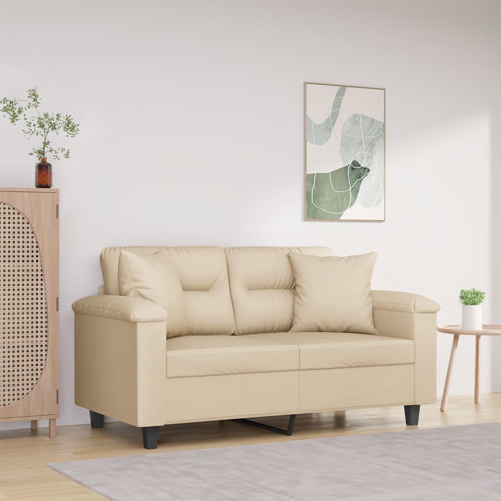 vidaXL 2-Sitzer-Sofa mit Kissen Taupe 120 cm Mikrofasergewebe