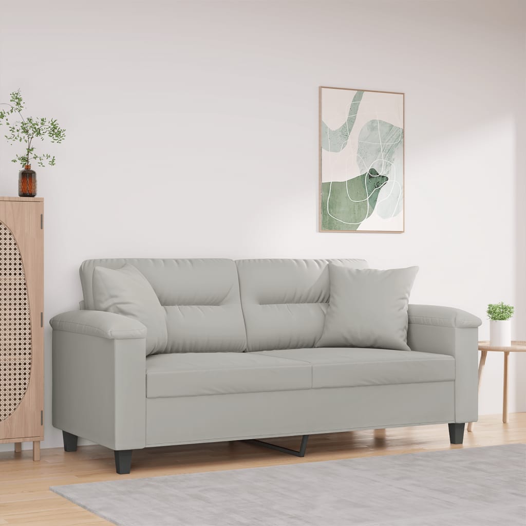 vidaXL 2-Sitzer-Sofa mit Kissen Taupe 120 cm Mikrofasergewebe