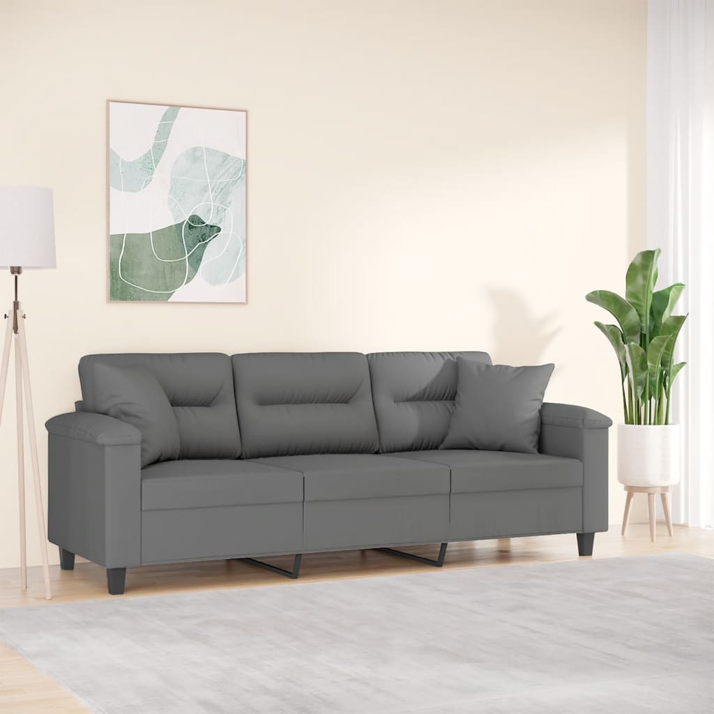 vidaXL 2-Sitzer-Sofa mit Kissen Taupe 120 cm Mikrofasergewebe