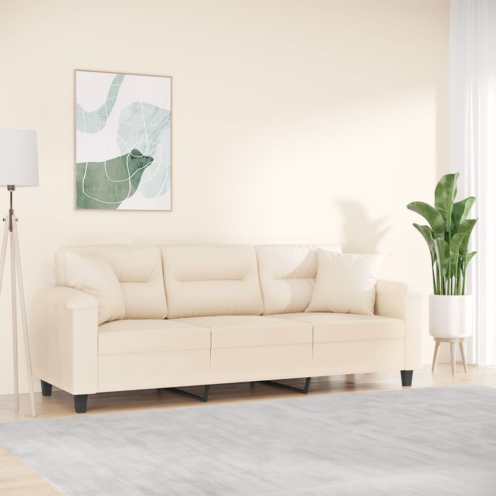 vidaXL 2-Sitzer-Sofa mit Kissen Taupe 120 cm Mikrofasergewebe