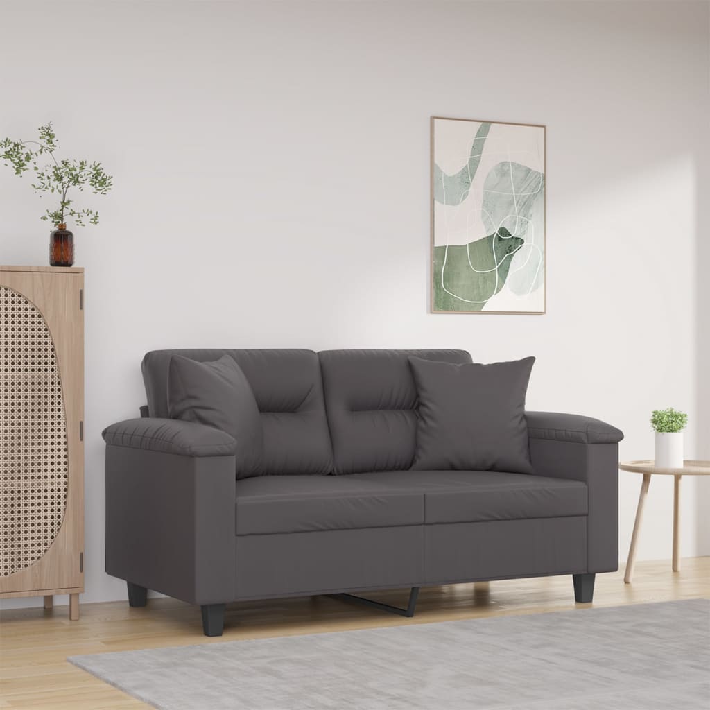 vidaXL 2-Sitzer-Sofa mit Zierkissen Schwarz 120 cm Kunstleder