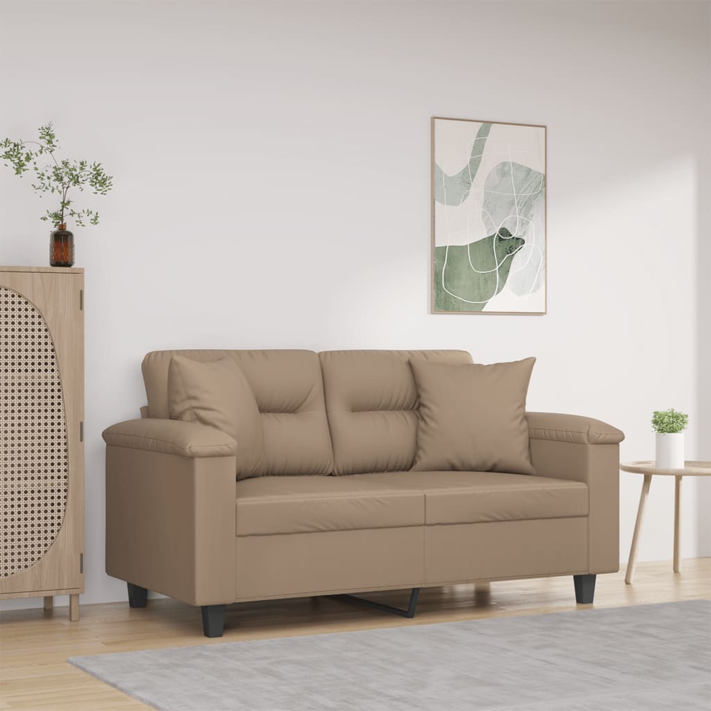vidaXL 2-Sitzer-Sofa mit Zierkissen Schwarz 120 cm Kunstleder