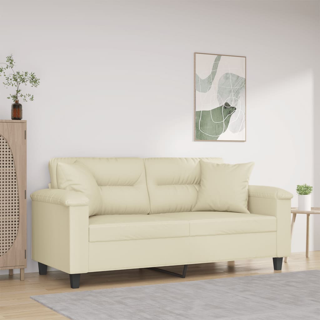 vidaXL 2-Sitzer-Sofa mit Zierkissen Schwarz 120 cm Kunstleder