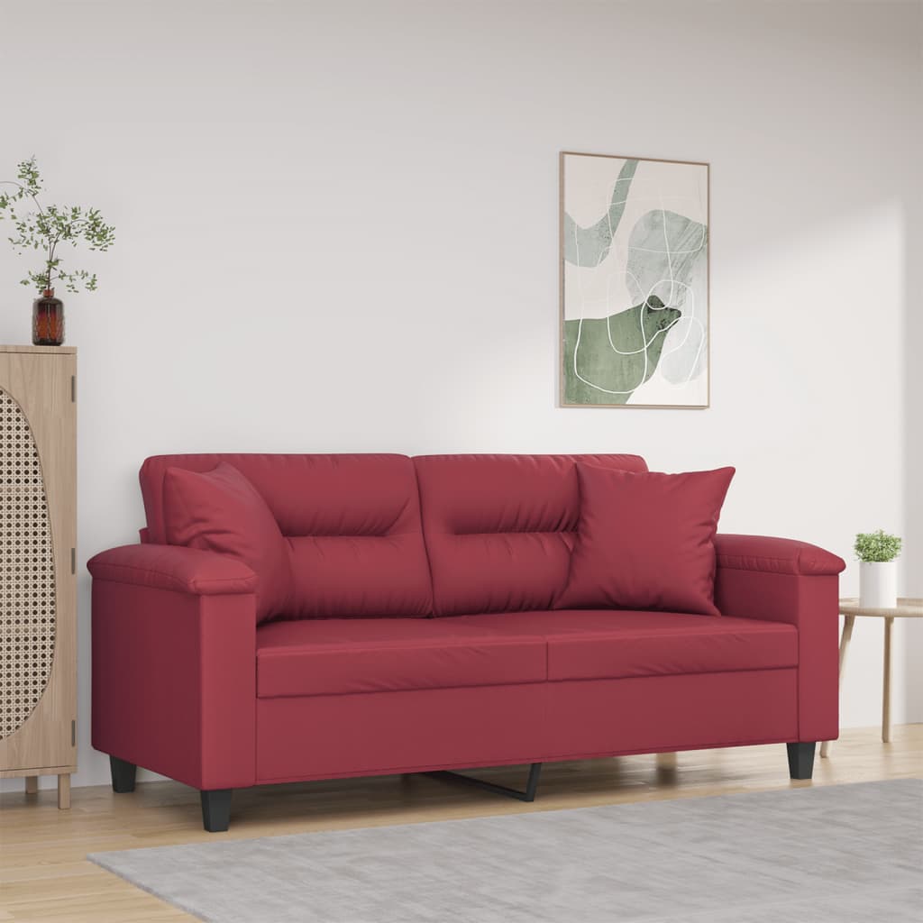 vidaXL 2-Sitzer-Sofa mit Zierkissen Schwarz 120 cm Kunstleder