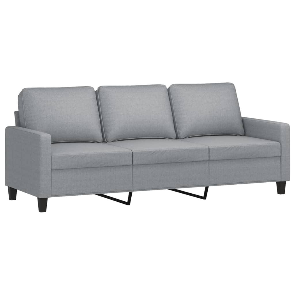 vidaXL 3-Sitzer-Sofa mit Hocker Hellgrau 180 cm Stoff