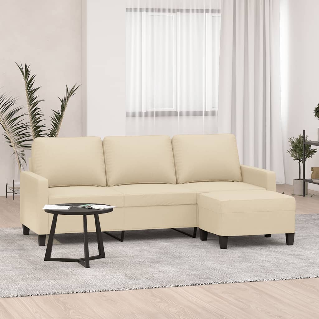 vidaXL 3-Sitzer-Sofa mit Hocker Hellgrau 180 cm Stoff