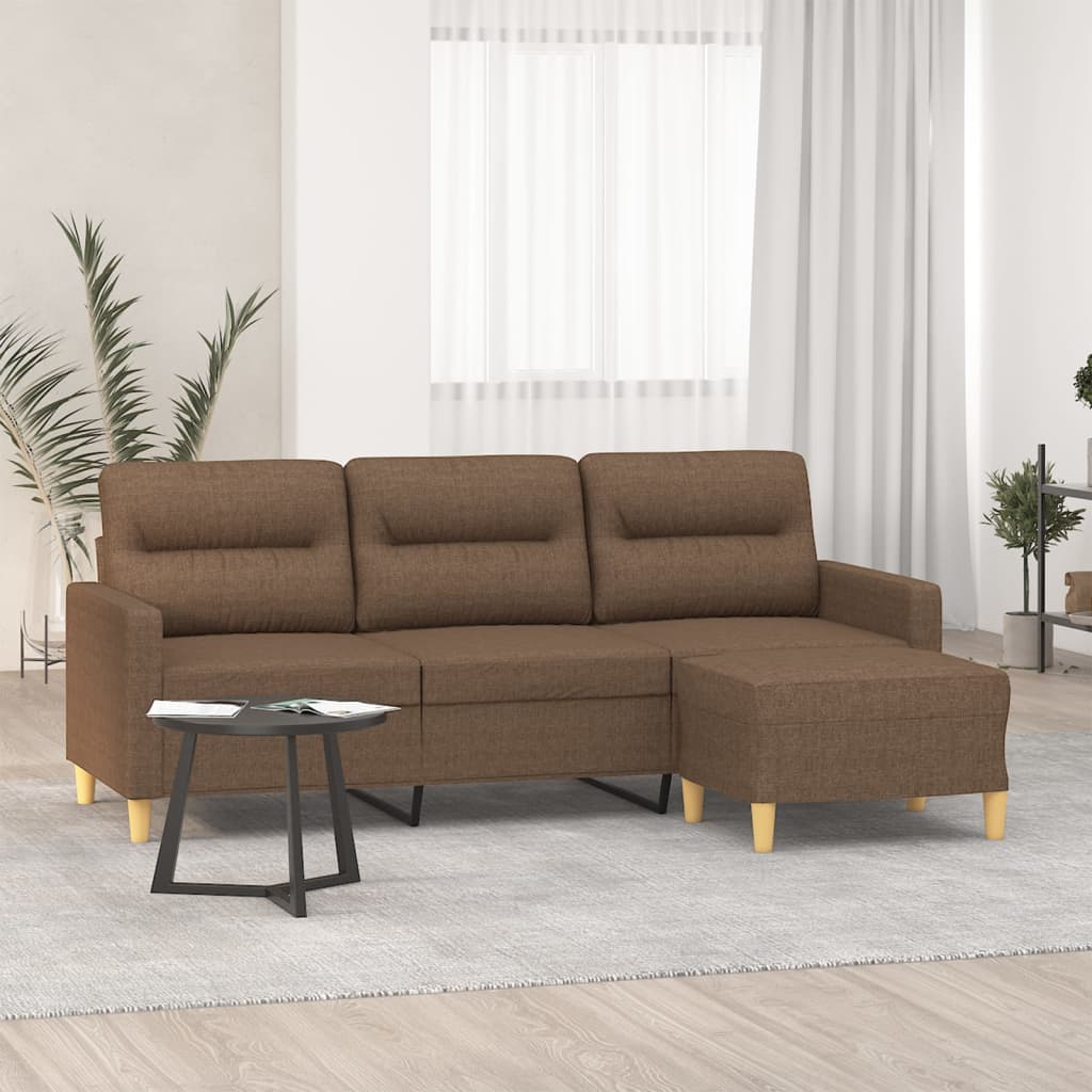 vidaXL 3-Sitzer-Sofa mit Hocker Hellgrau 180 cm Stoff