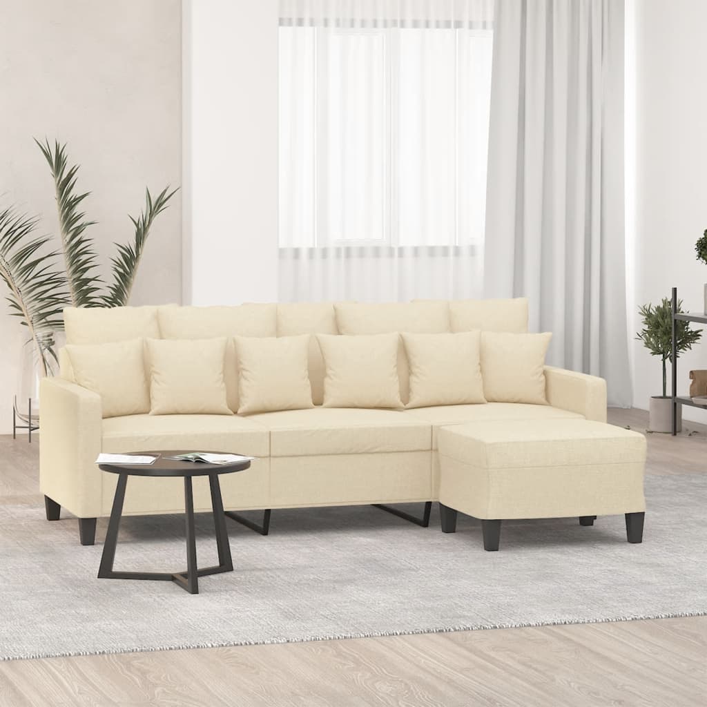 vidaXL 3-Sitzer-Sofa mit Hocker Hellgrau 180 cm Stoff