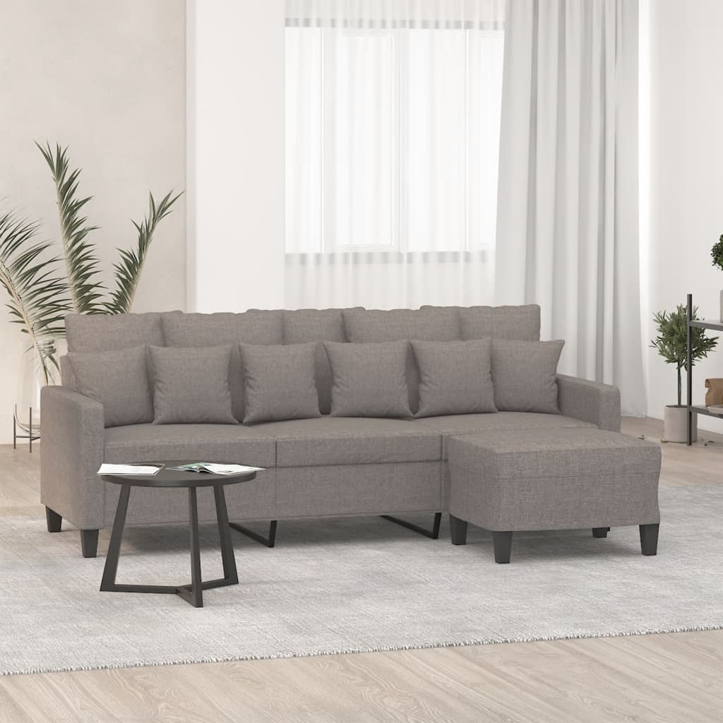vidaXL 3-Sitzer-Sofa mit Hocker Hellgrau 180 cm Stoff
