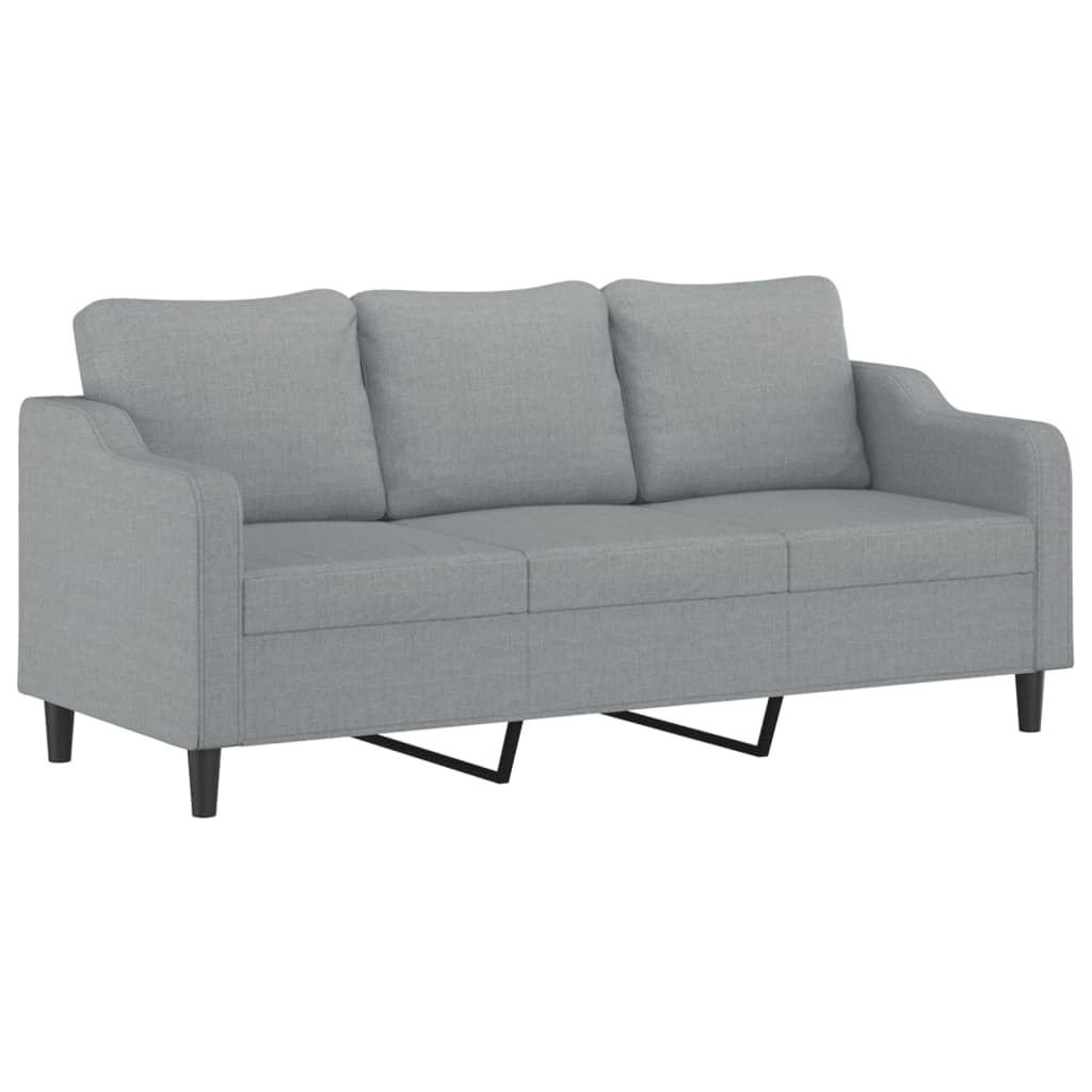 vidaXL 3-Sitzer-Sofa mit Hocker Hellgrau 180 cm Stoff