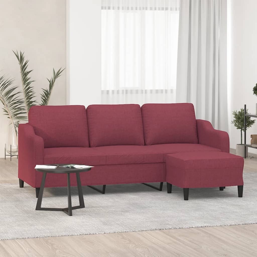 vidaXL 3-Sitzer-Sofa mit Hocker Hellgrau 180 cm Stoff