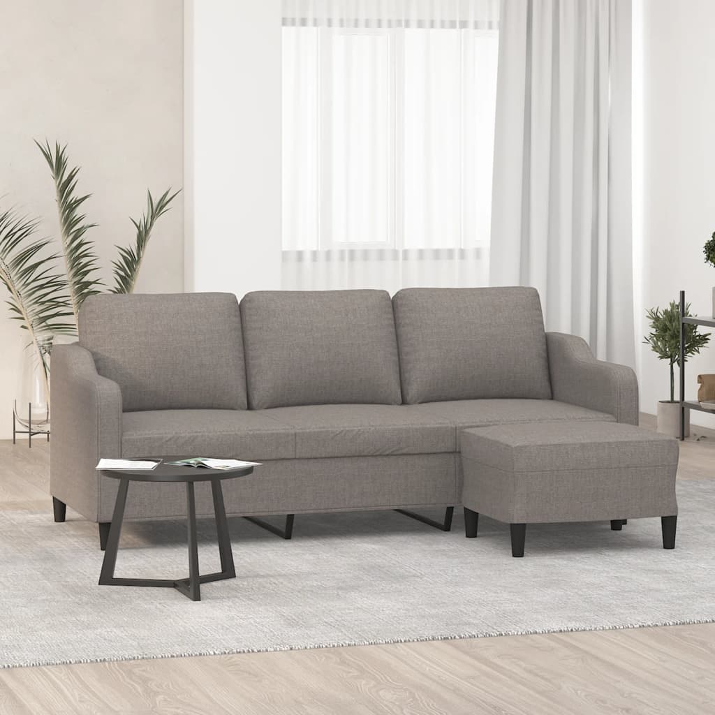 vidaXL 3-Sitzer-Sofa mit Hocker Hellgrau 180 cm Stoff