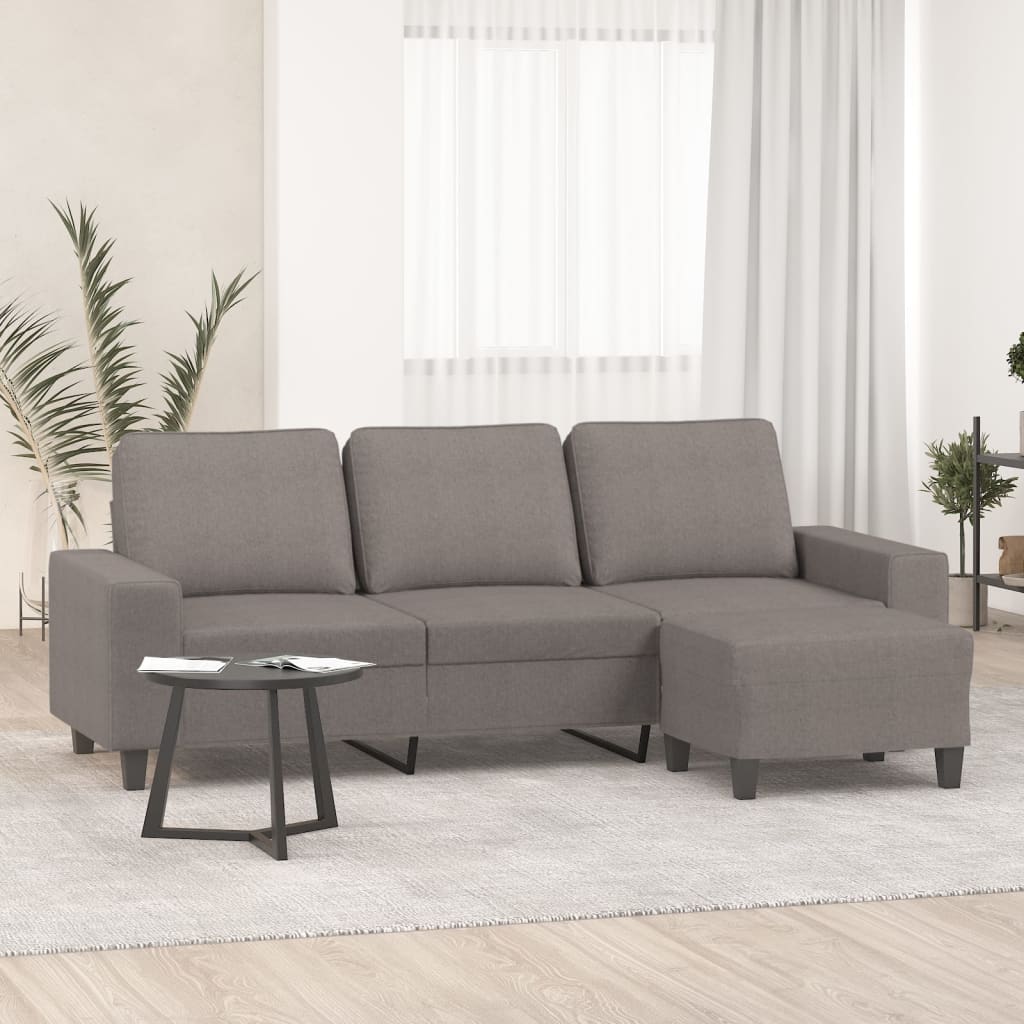 vidaXL 3-Sitzer-Sofa mit Hocker Hellgrau 180 cm Stoff