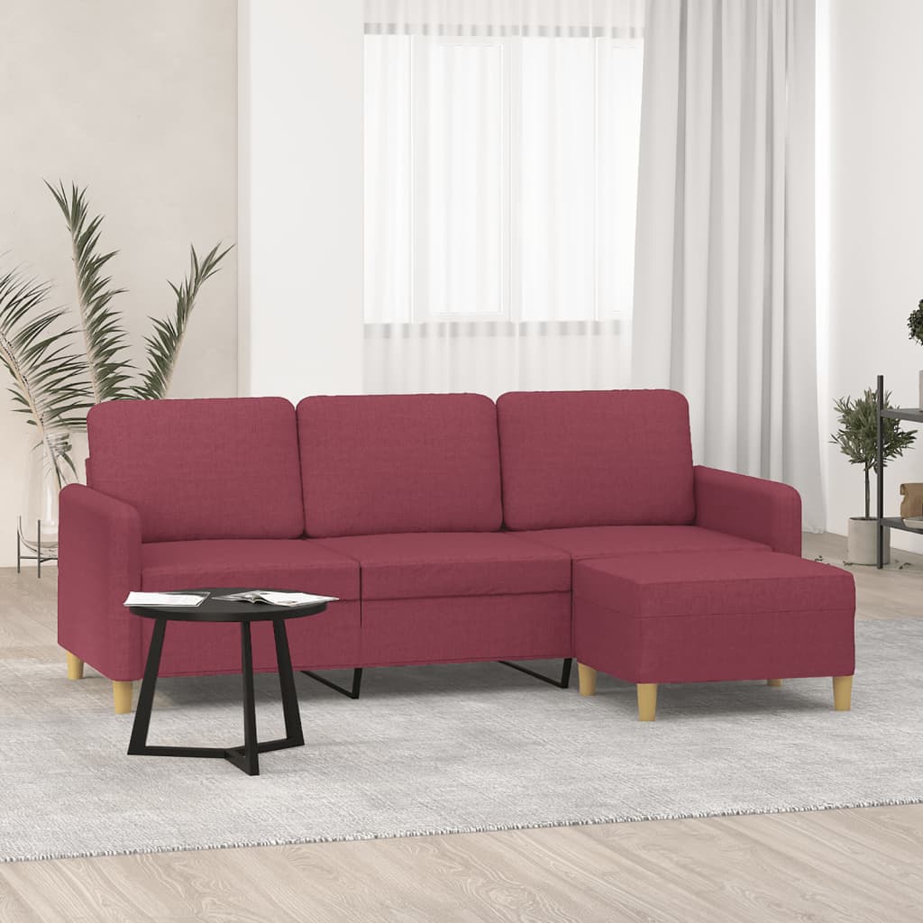 vidaXL 3-Sitzer-Sofa mit Hocker Hellgrau 180 cm Stoff