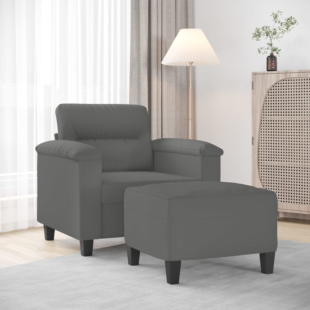 vidaXL Sessel mit Hocker Taupe 60 cm Mikrofasergewebe