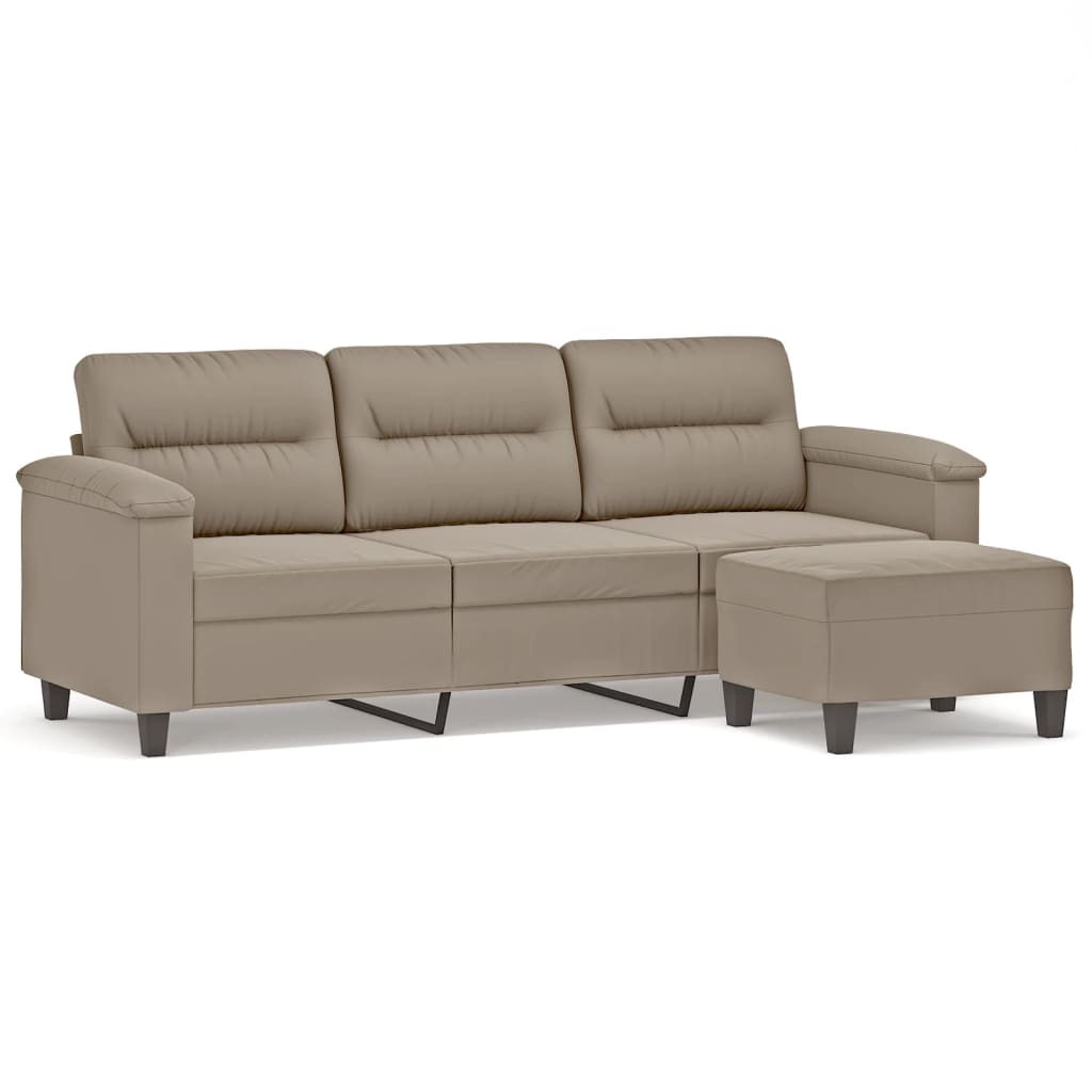 vidaXL 3-Sitzer-Sofa mit Hocker Taupe 180 cm Mikrofasergewebe